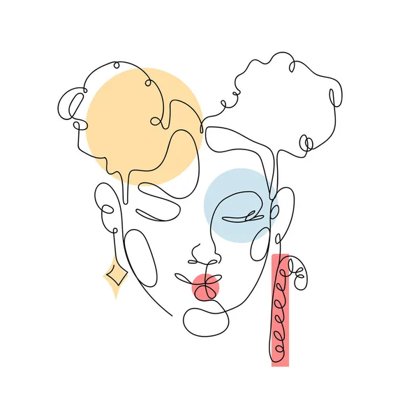 Femme Avec Des Bonbons Nouvel Dans Les Cheveux Ligne Abstraite — Image vectorielle