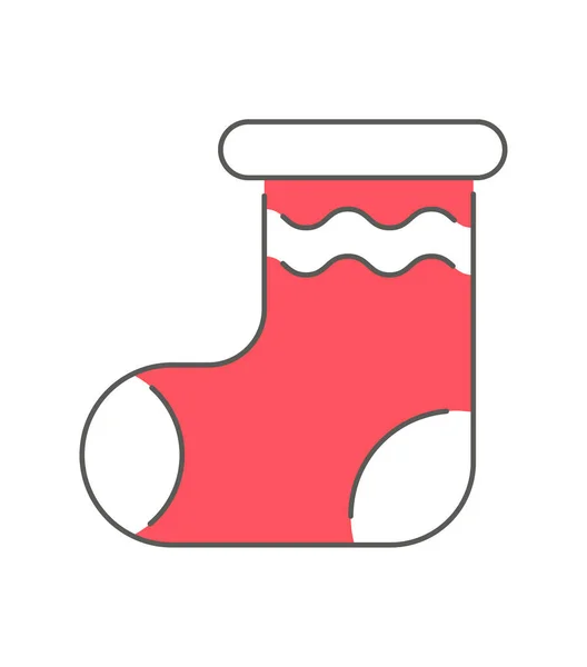 Christmas Red Sock Minimalistic Icon Happy New Year Concept Vector — Stock Vector