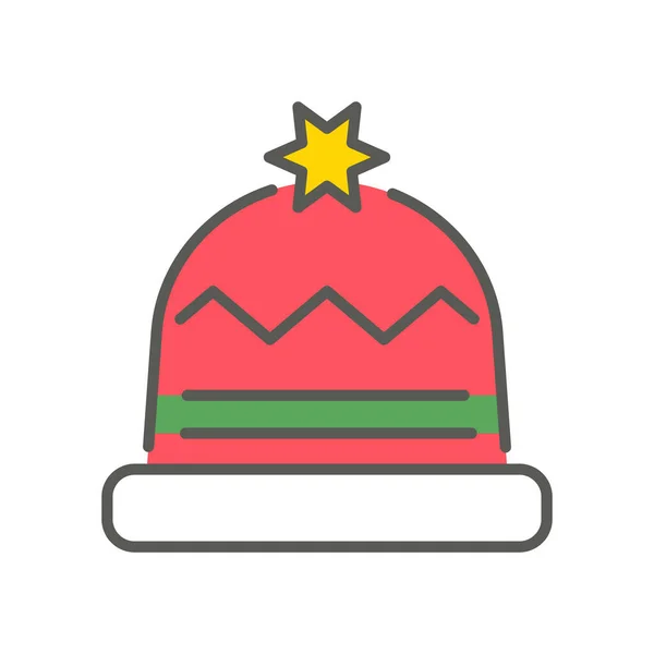 新年の帽子 隔離された白い背景のベクトルフラットクリスマスアイコン — ストックベクタ