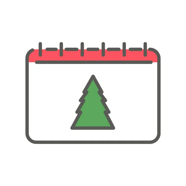 Новорічний Календар Білому Ізольованому Фоні Різдвяна Вечірка Значок Векторні Ілюстрації — стоковий вектор