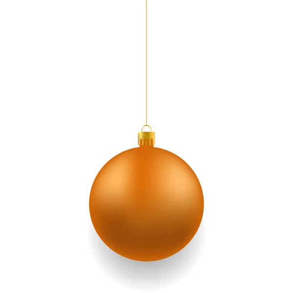 Oranje Kerstmis Realistische Bal Witte Achtergrond Kerstglazen Bol Wit Sjabloon — Stockvector