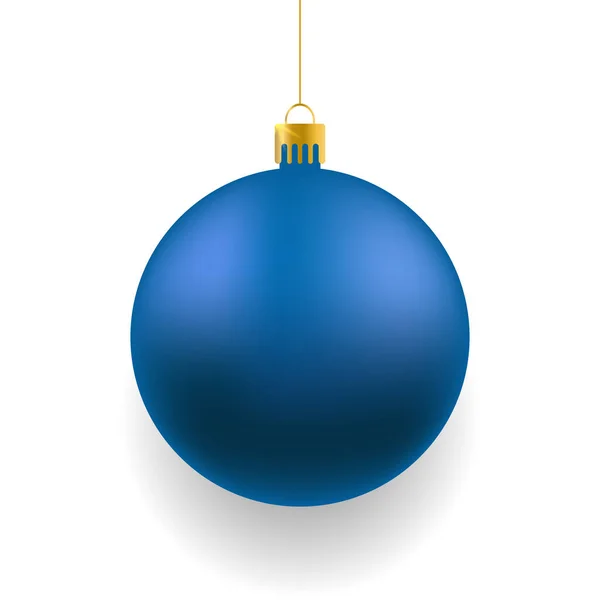 Blå Jul Realistisk Boll Vit Bakgrund Julen Glasboll Vit Mall — Stock vektor