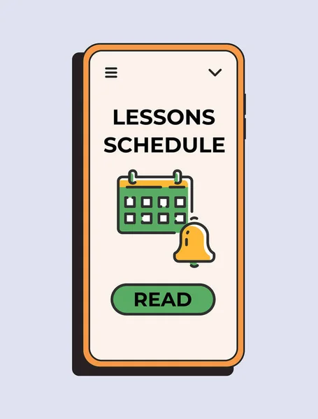 Rozvrh Lekcí Online Školní Aplikace Oznámení Přejde Lekci Ikona Kalendáře — Stockový vektor