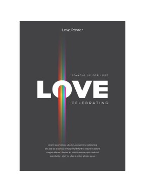 LGBT poster. Happy valentine's day cover on black background. Rainbow colors. Social media post template design. Colorful rainbow banner for lgbt community event vector illustration