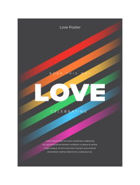 LGBT poster. Happy valentine's day cover on black background. Rainbow colors. Social media post template design. Colorful rainbow banner for lgbt community event vector illustration