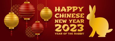 Happy chinese new year 2023 year of the rabbit. Holiday banners, web poster, flyers and brochures, greeting cards, group bright covers. Festive background card templates. Vector illustration