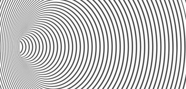 Geometric Black and White Abstract Hypnotic Worm-Hole Tunnel. Optical Illusion background. Seamless background, black and white pattern, spherical volume, geometric checker. Vector illustration