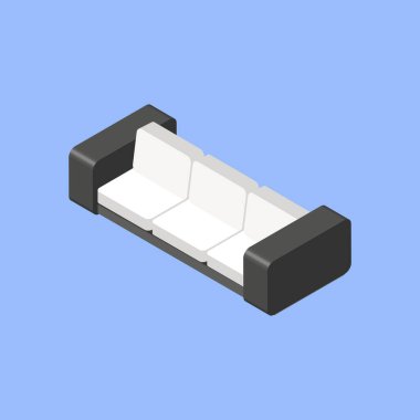 Isometric modern kanepe. Dekorasyon odası için 3 boyutlu mobilyalar. Ev tasarımı nesnesi. Vektör illüstrasyon kavramı
