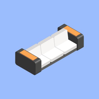 Isometric modern kanepe. Dekorasyon odası için 3 boyutlu mobilyalar. Ev tasarımı nesnesi. Vektör illüstrasyon kavramı