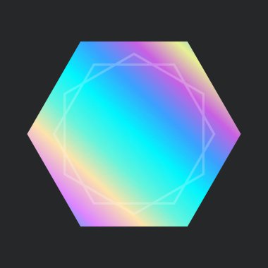 Holografik çıkartma. Değişik şekillerde bembeyaz. Vektör illüstrasyonu