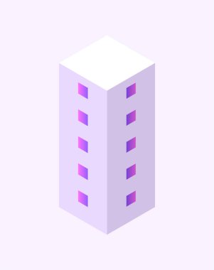 Isometric yapı. Şehir objesi. 3 boyutlu bir ev. Vektör illüstrasyon kavramı