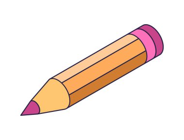 Pencil isometric icon 3d. Sharpened pencil isometric illustration. Isolated on white background. Vector illustration