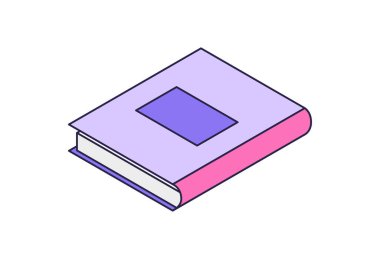 Isometric book icon in flat style. Education symbol. Vector illustration