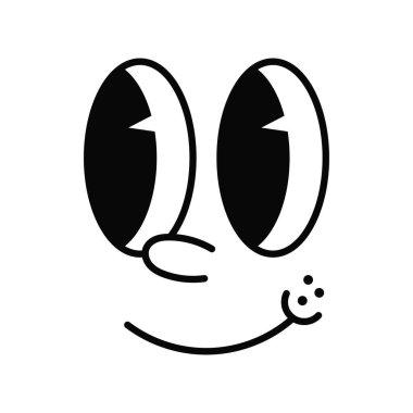 Retro 30s cartoon mascot character funny faces. 50s, 60s old animation eyes and mouths elements. Vintage character creator for trending illustration. Vintage comic face for logo vector