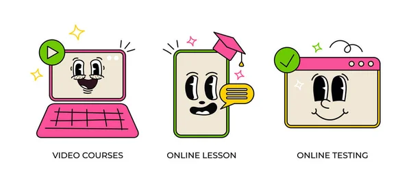 Séminaire Web Éducatif Cours Sur Internet Leçon Ligne Cours Vidéo — Image vectorielle