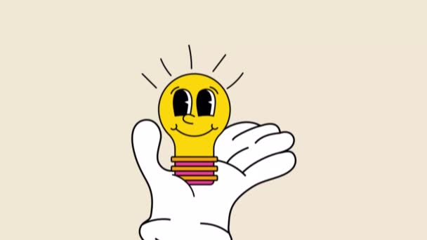 Hand Animated Light Bulb Icon Motion Graphics Flat Animation Rocket — Stock Video