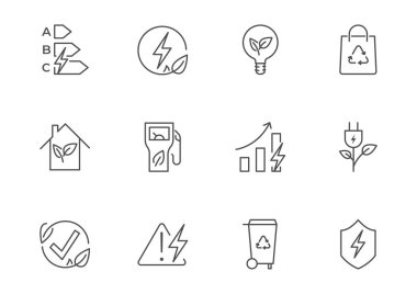 İnce çizgi Icons set ile ekoloji, çevre ve sürdürülebilirlik kavramlar. Anahat simgesi toplama. Düzenlenebilir vektör inme. 64 x 64 piksel mükemmel