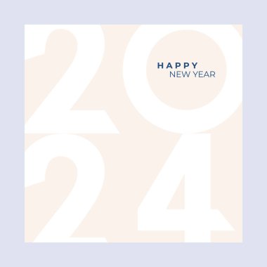 2024 'ün kapak tasarımı mutlu yıllar. Güçlü bir tipografi. Renkli ve hatırlaması kolay. Mutlu yıllar 2024 tasarım posteri.