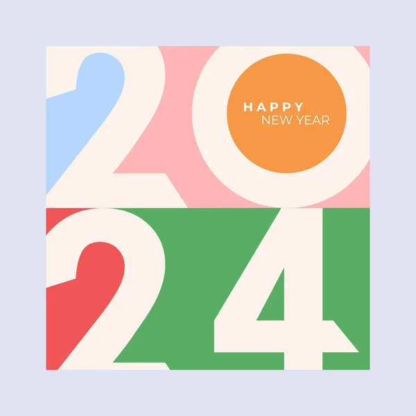 2024 Kapak Tasarımı Mutlu Yıllar Güçlü Bir Tipografi Renkli Hatırlaması — Stok Vektör