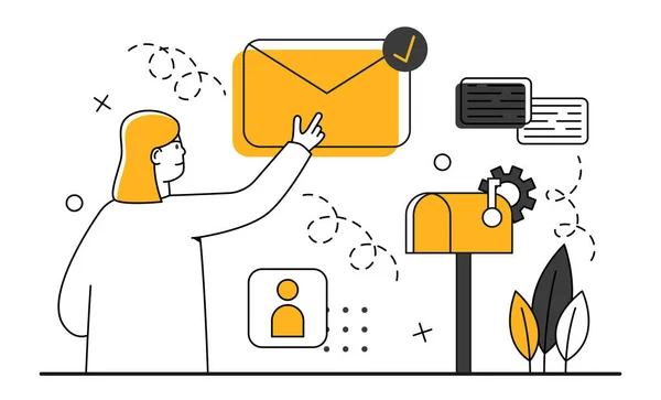 Mail Marketing Promotie Illustratie Set Chat Concept Personages Die Reclame — Stockvector