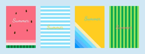 Sommer Plakatset Minimalistische Abdeckung Für Den Urlaub Konzept Zur Vektorillustration — Stockvektor