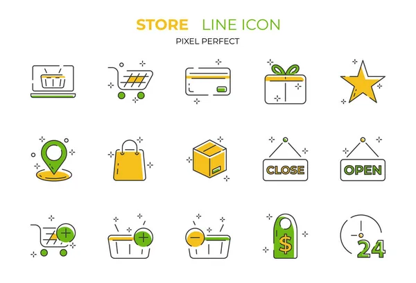 Set Minimalistischer Shopping Ikonen Sammlung Von Web Icons Für Den — Stockvektor