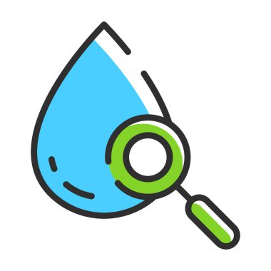 Damlaya damlaya test. Su ikonu minimalistiği. Vektör illüstrasyonu