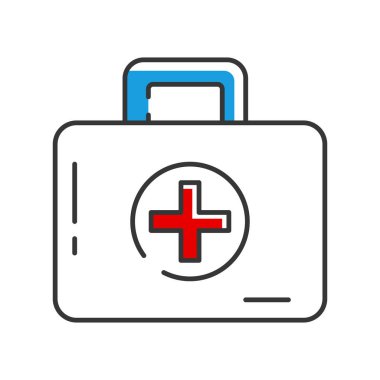 Tıbbi çanta hattı ikonu. İlk yardım kutusu simgesi. Vektör illüstrasyon kavramı