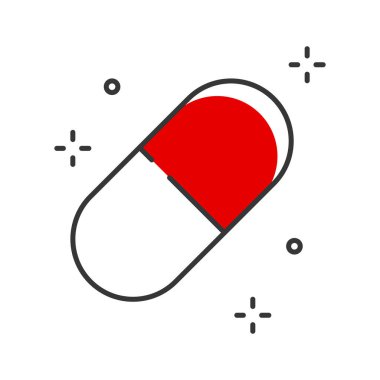İlaç ikonu düz. Tıbbi minimalistik işaret. Vektör illüstrasyonu