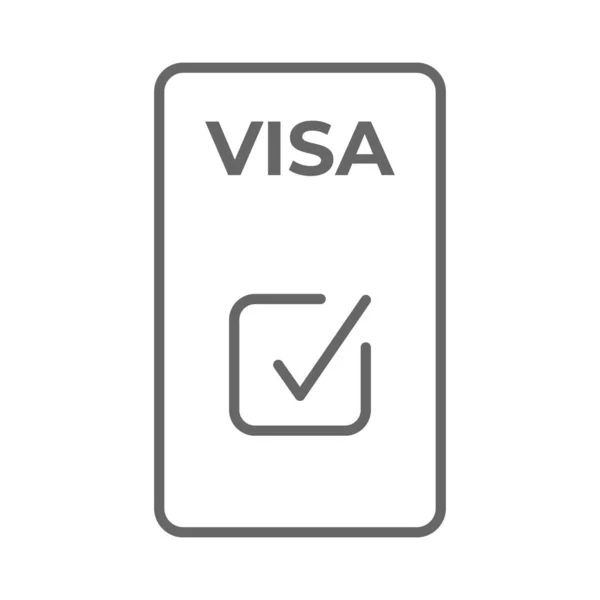 Visa接受简约的线条图标 接受护照标志线图标或标志 矢量说明 — 图库矢量图片