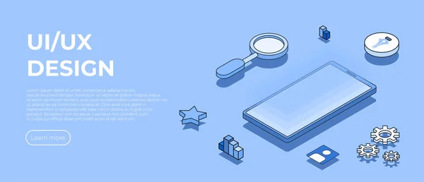 Design Isometrisches Konzept Web Design Mobile App Benutzeroberfläche Erstellung Der — Stockvektor