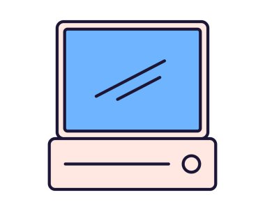 Klasik bilgisayar simgesi. Retro pc. Vektör illüstrasyonu