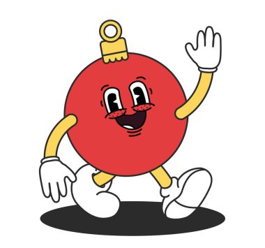 Mutlu Noeller ve mutlu yıllar harika karakter. Düz bir Noel balosu. Vektör Çizgi film karakteri