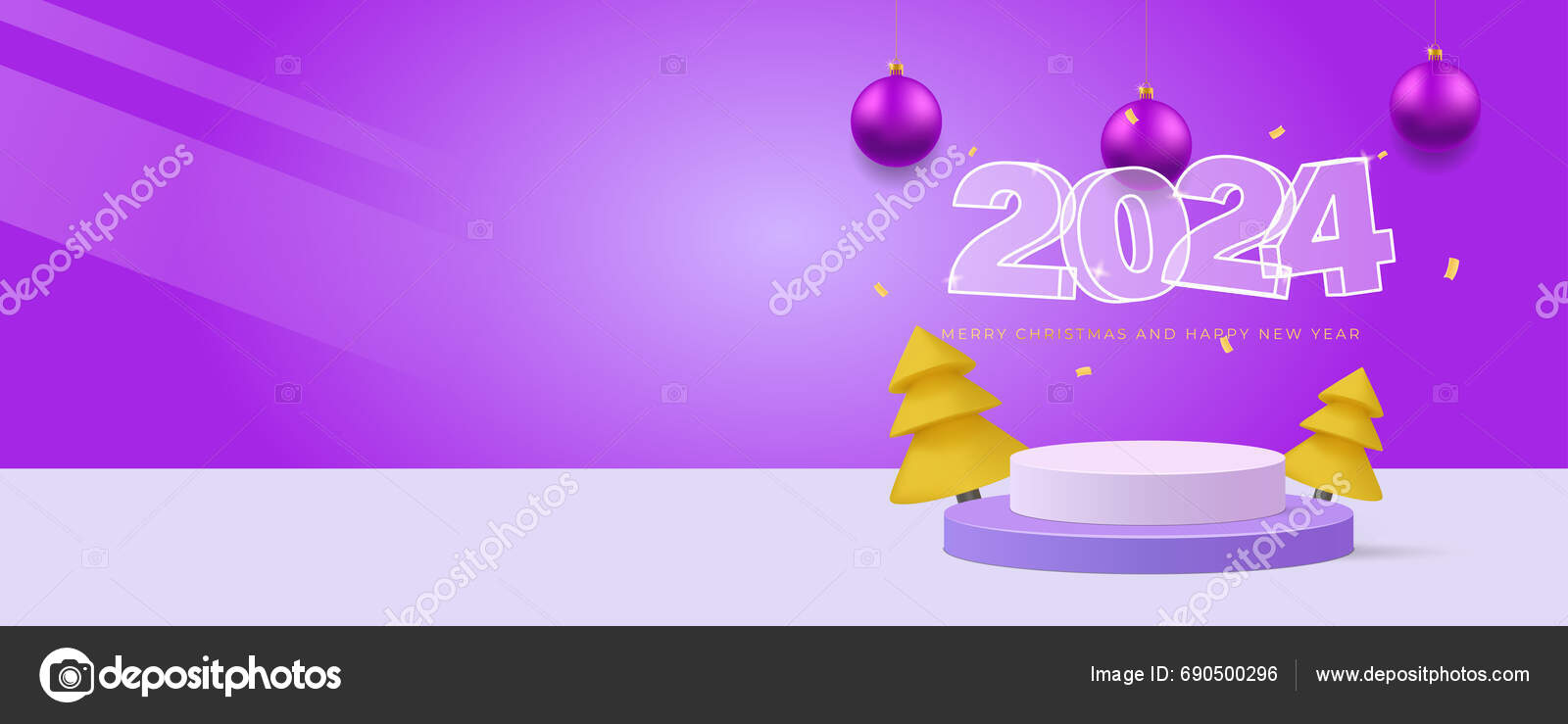 2024 Happy New Year Realistic Podium Room Celebrate Party 2024 Stock