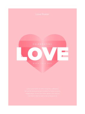 Sevgililer Günü konsept posteri. Minimalist geometrik arkaplan. .Vector illüstrasyonları tebrik kartları, geçmiş, çevrimiçi alışveriş, satış reklamları, web ve sosyal medya afişleri, pazarlama