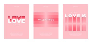 Sevgililer Günü konsept posterleri. Minimalist geometrik arkaplan. .Vector illüstrasyonları tebrik kartları, geçmiş, çevrimiçi alışveriş, satış reklamları, web ve sosyal medya afişleri, pazarlama