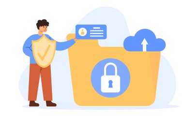 Kişisel veri güvenliği, siber veri güvenliği çevrimiçi konsept illüstrasyon, internet güvenliği. Vektör izole kavramı