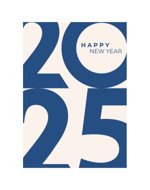 2025 'in kapak tasarımı mutlu yıllar. Güçlü bir tipografi. Renkli ve hatırlaması kolay. Mutlu yıllar 2025 tasarım posteri.