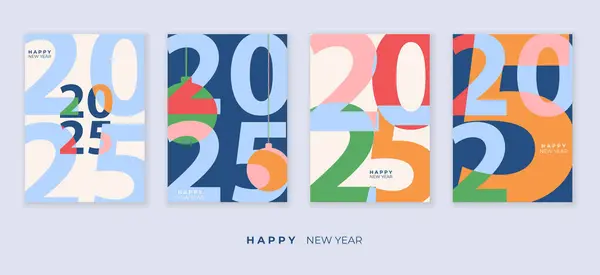 Cover Design Roku 2025 Šťastný Nový Rok Silná Typografie Barevné Vektorová Grafika