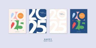 2025 'in kapak tasarımı mutlu yıllar. Güçlü bir tipografi. Renkli ve hatırlaması kolay. Mutlu yıllar 2025 tasarım posteri.