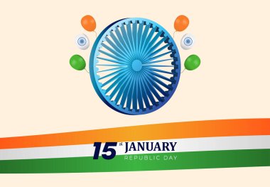 Hindistan Cumhuriyet Günü 'nüz kutlu olsun. 15 Ağustos 'ta Hindistan bayrağı sallayarak mutlu bir ulusal gün geçirdi. vektör çizimi tasarımı
