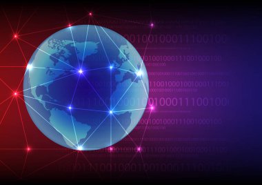 Teknoloji ağının vektör illüstrasyonu.Bağlantı hattı. Küresel ağ.