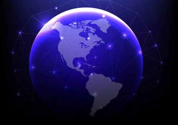 Illustration Vectorielle Réseau Technologique Background Connection Line Global Network — Image vectorielle