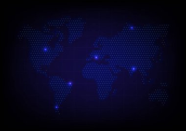 Teknoloji ağı arka planının vektör illüstrasyonu. Bağlantı hattı. Küresel ağ. Dünya haritası pankartı.