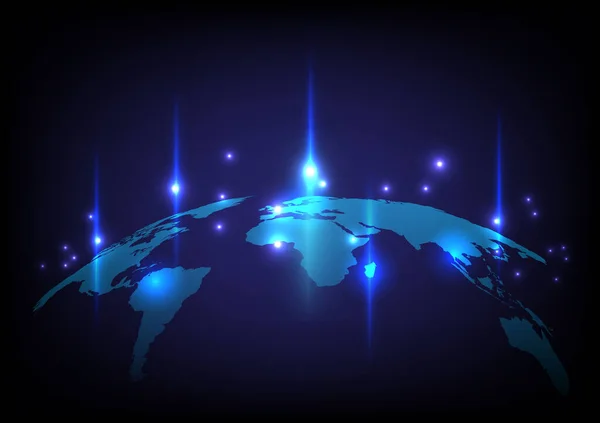 Vector Kaart Van Planeet Wereldkaart Wereldwijd Sociaal Netwerk Toekomst Blauwe — Stockvector
