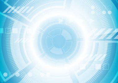 Soyut yüksek teknoloji fütürist teknoloji tasarımı. Yuvarlak şekilli. Mavi parlayan teknoloji bilim kurgu çerçeve hud ui 'nin soyut fütüristik arka planı.