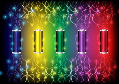 Pil Charger gökkuşağı kavramı, vektör, arkaplan