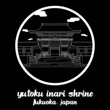 Simge hattı Yutoku Inari Tapınağı 'nı çember yapın. vektör illüstrasyonu