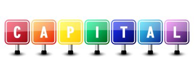 Beyaz arka planda büyük harf işareti var. vektör illüstrasyonu