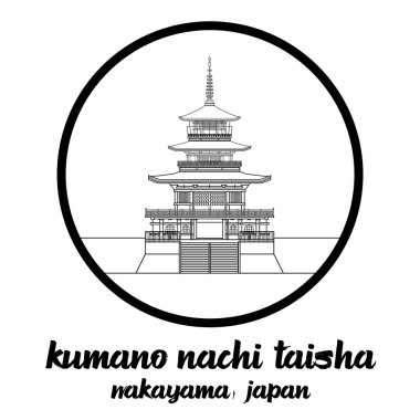 Çember çizgisi Kinkakuji tapınağı. vektör illüstrasyonu